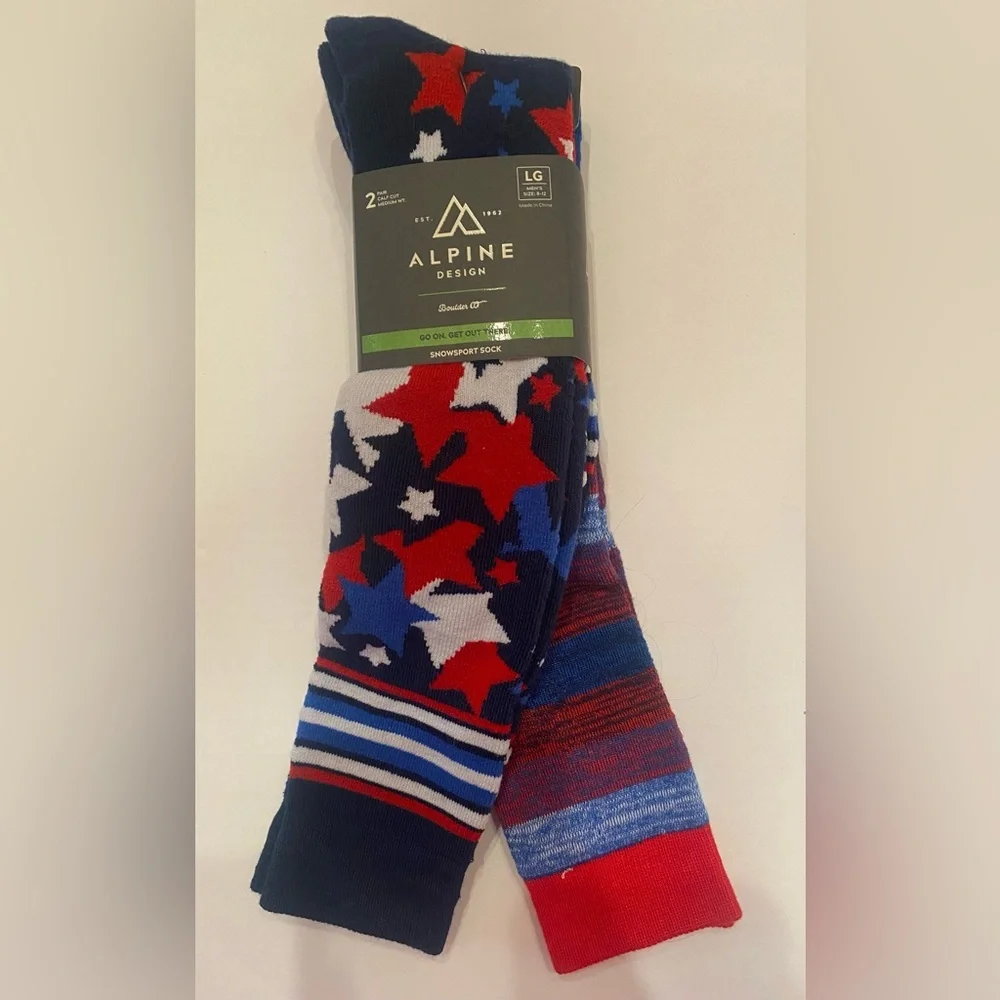 Alpine Design Snowsport Socks 2 Pair Men’s Size Large 8-12 Ski